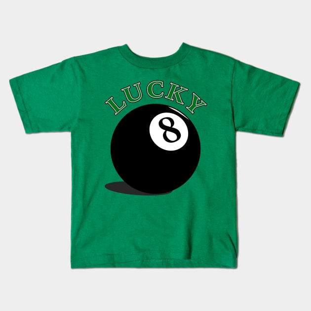 Lucky 8 Ball Kids T-Shirt by GeekySagittarius